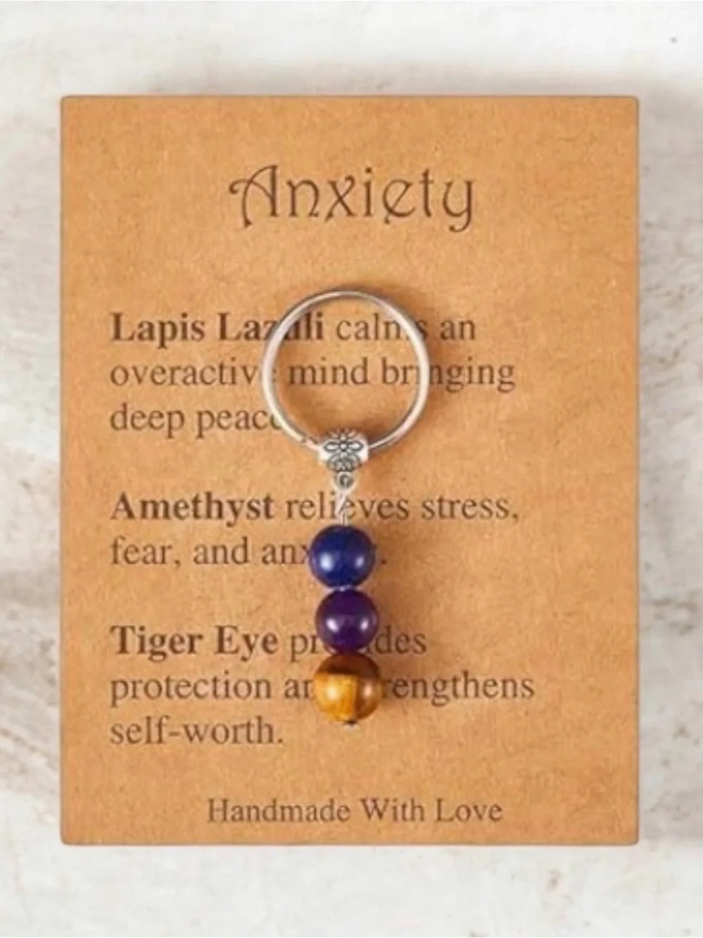 Handmade Anxiety Crystal Keychain